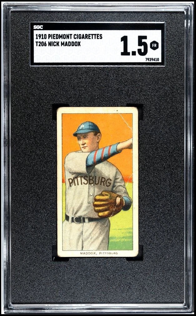 1909–11 T206 Nick Maddox – Piedmont 350 - SGC 1.5 FAIR – Classic White Border Tobacco Issue