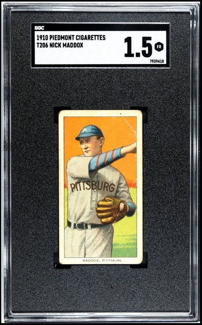 1909–11 T206 Nick Maddox – Piedmont 350 - SGC 1.5 FAIR – Classic White Border Tobacco Issue