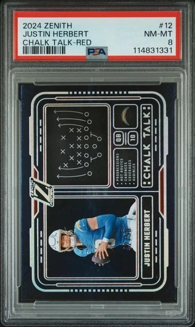 2024 Panini Zenith–Chalk Talk Red-Justin Herbert #12-PSA NM MT 8