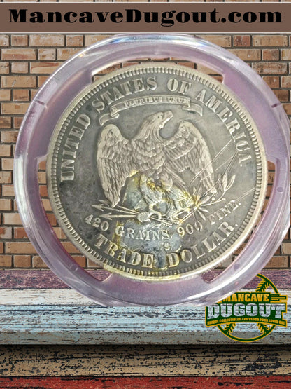 1877 S Trade Dollar — PCGS XF - San Francisco Mint • Extra Fine Detail • Noted Graffiti