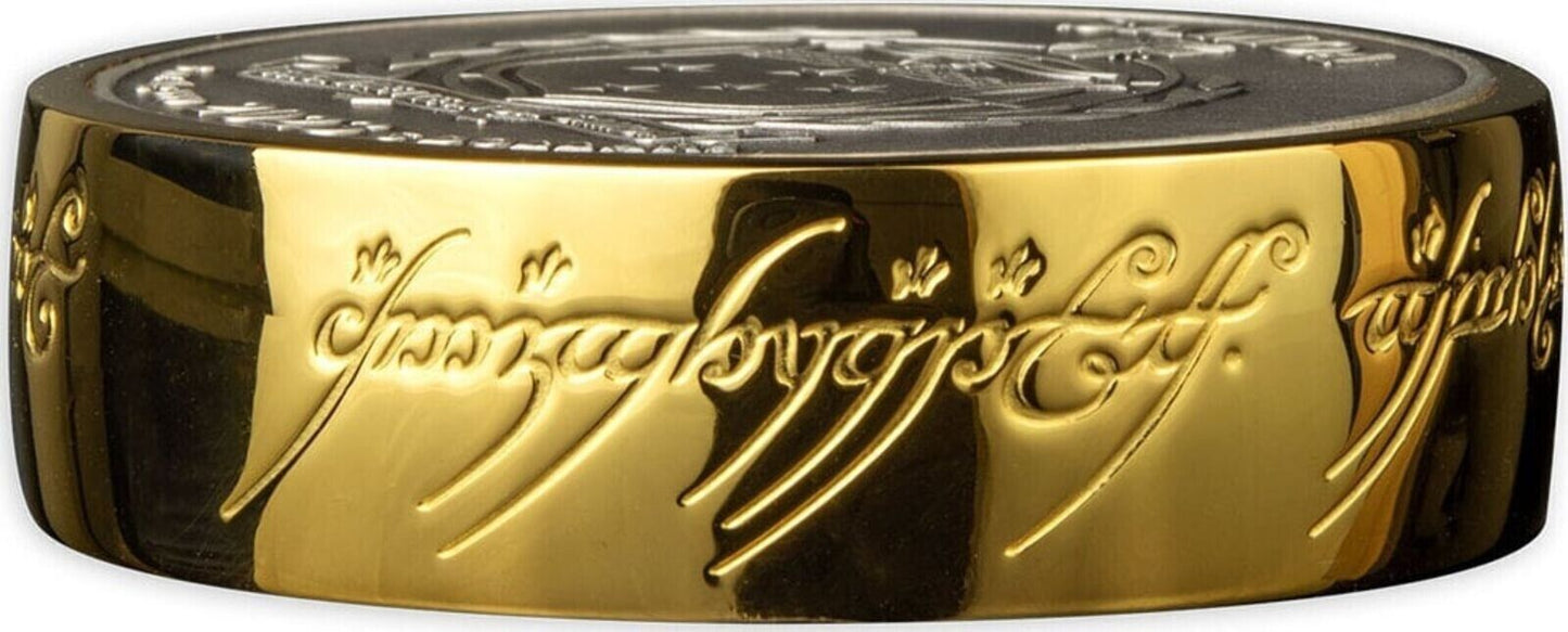 2023 Samoa 3 oz Silver The Lord Of The Rings - One Ring Gold Plated