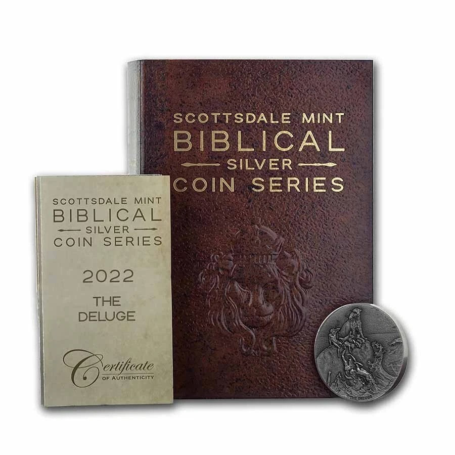 2022 2 oz .999 Silver Coin -The Deluge- Biblical Series - Mintage of only 1,499.