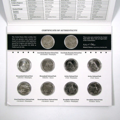 2014 P&D National Park Quarter Uncirculated Coin Set OGP