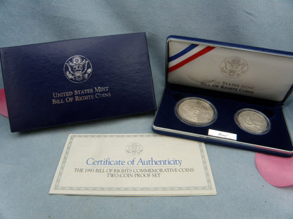 1993 Bill of Rights Two Coin Proof Commemorative Set