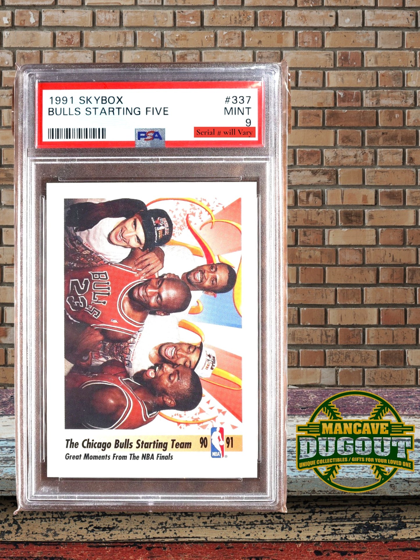 1991 SkyBox #337 Chicago Bulls Starting 5 – PSA 9 Mint - Jordan • Pippen • Grant • Paxson • Cartwright