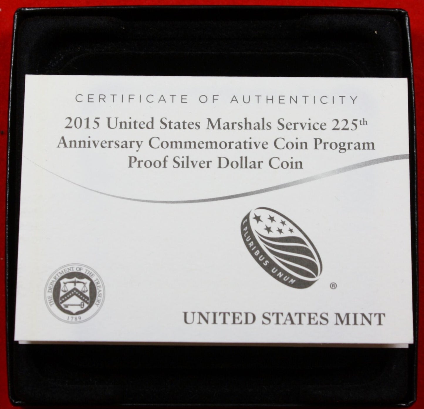 2015 US Marshals Service 225th Anniversary Proof Silver Dollar Coin OGP
