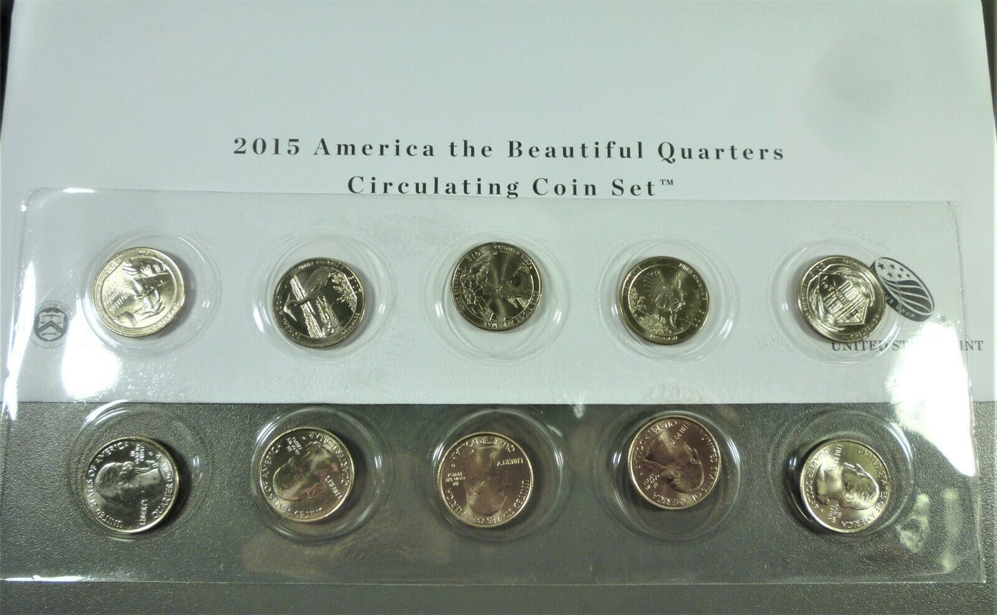 2015 American the Beautiful Quarters Circulating P&D 10 Coin Mint Set