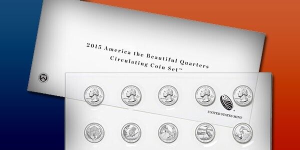 2015 American the Beautiful Quarters Circulating P&D 10 Coin Mint Set