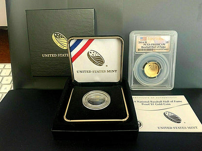 2014 National Baseball Hall of Fame Proof $5 Gold Coin w/OGP & COA