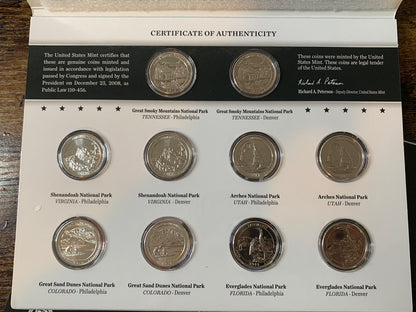 2014 P&D National Park Quarter Uncirculated Coin Set OGP