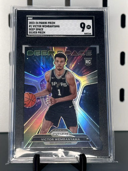 Victor Wembanyama 2023-24 Panini Prizm Deep Space Prizms Silver #1 RC (SGC 9)