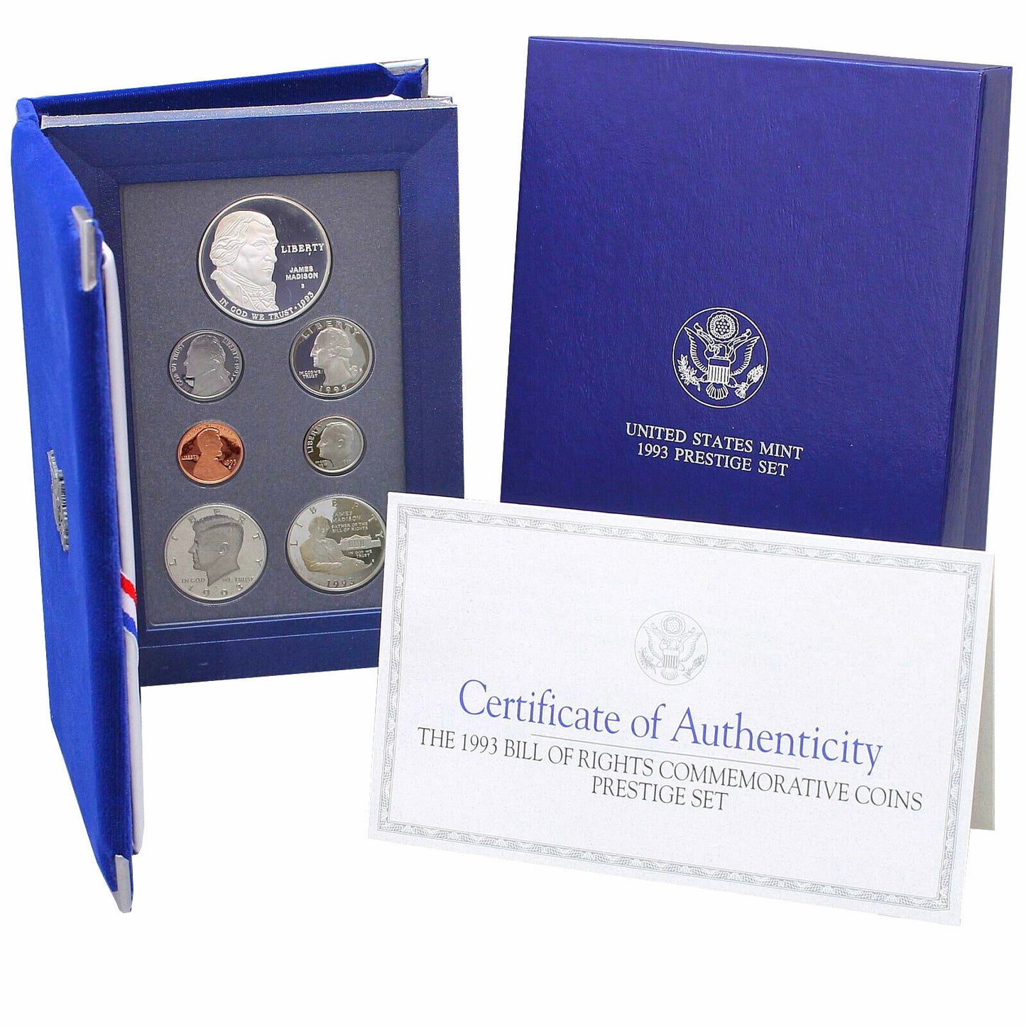 1993 S Prestige Proof Set James Madison 90% Silver Dollar 7 US Coins