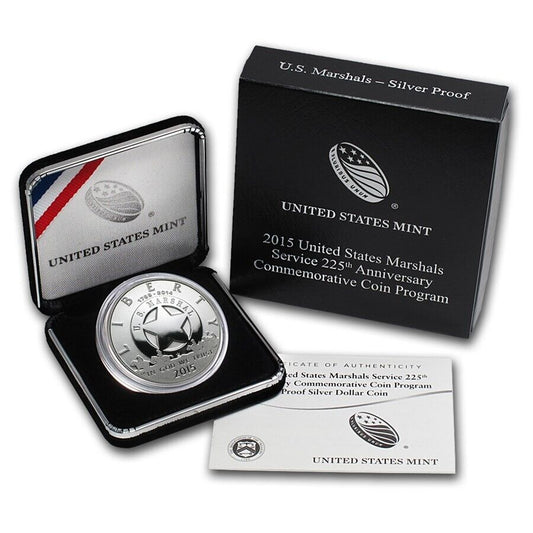 2015 US Marshals Service 225th Anniversary Proof Silver Dollar Coin OGP