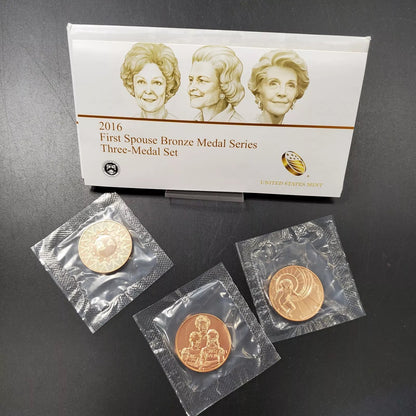 2016 First Spouse Bronze Medal Series Three (3) Medal Set U.S. Mint Unc