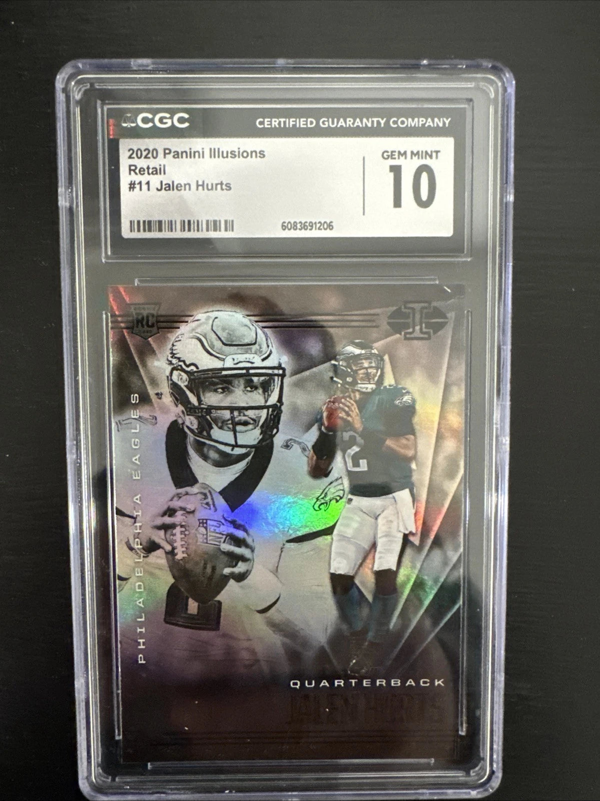 2020 Panini Illusions Jalen Hurts Eagles Rookie Holo Card #11 – CGC-Gem Mint 10