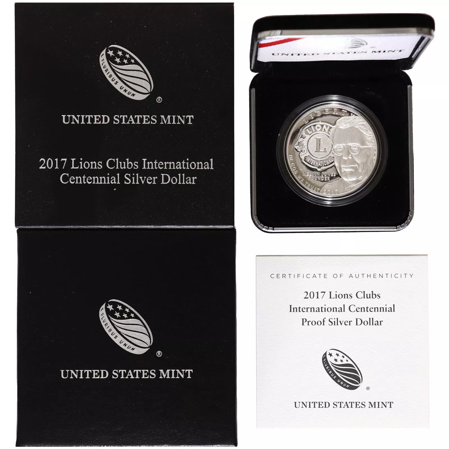 2017-P Proof Lions Clubs International Centennial Silver Dollar with Box & COA