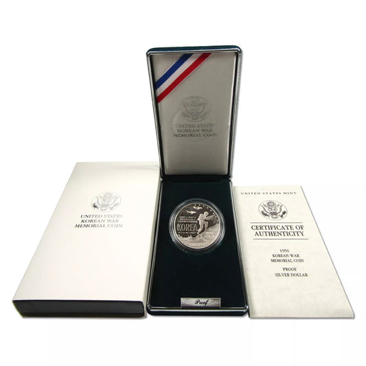 1991 The Korean War’s 38th Anniversary and the 38th Parallel Proof Silver Dollar