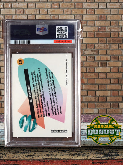 1991 SkyBox #337 Chicago Bulls Starting 5 – PSA 9 Mint - Jordan • Pippen • Grant • Paxson • Cartwright