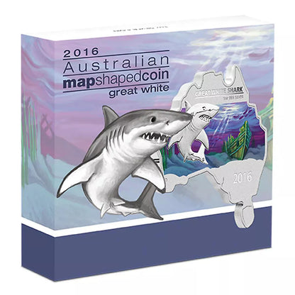 2016 Perth mint Australia $1 MAP COIN GREAT WHITE SHARK SILVER 1oz - ONLY 6000!!!