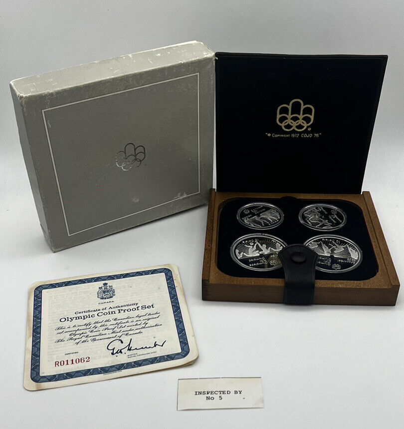 1976 Proof Silver Canadian Montreal Olympic Games 4 Coin Sterling Set Series 6