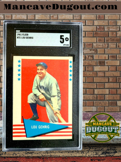 1961 Fleer Baseball Greats #31 – LOU GEHRIG - SGC 5 (EX) – New York Yankees – Hall of Fame Legend