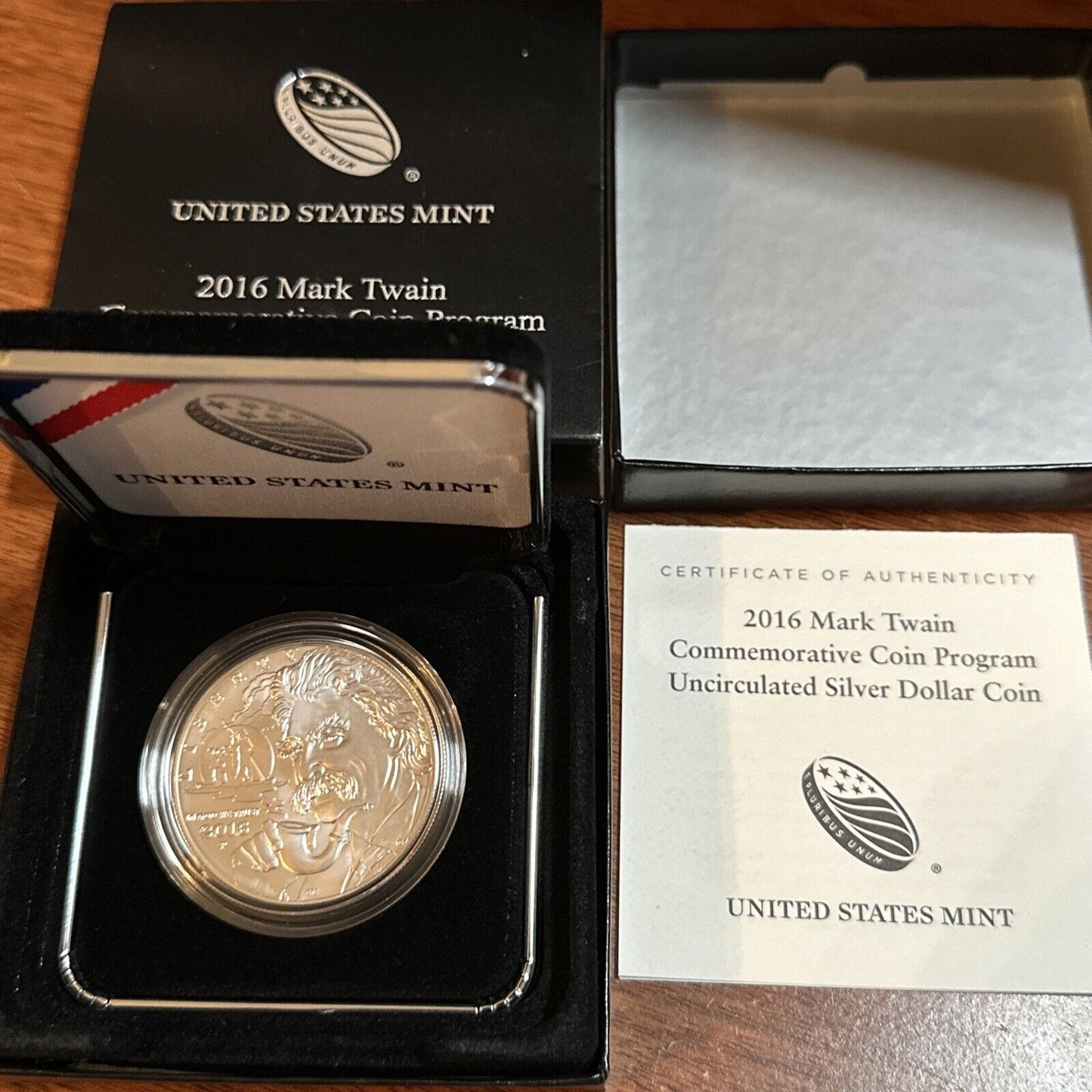 2016 P Mark Twain $1 Silver Dollar MS/UNC Commemorative Coin w/Box & COA