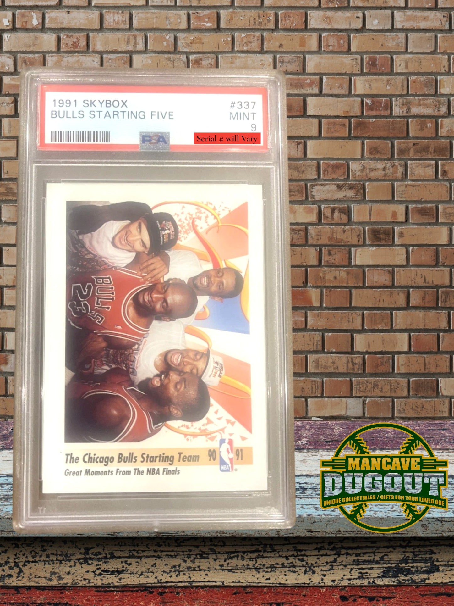 1991 SkyBox #337 Chicago Bulls Starting 5 – PSA 9 Mint - Jordan • Pippen • Grant • Paxson • Cartwright