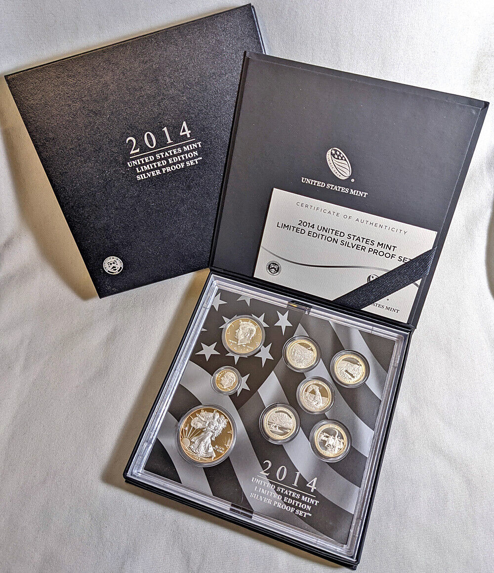 2014 U.S. Mint Limited Edition Silver Proof Set Box Slip Cover COA STOCK