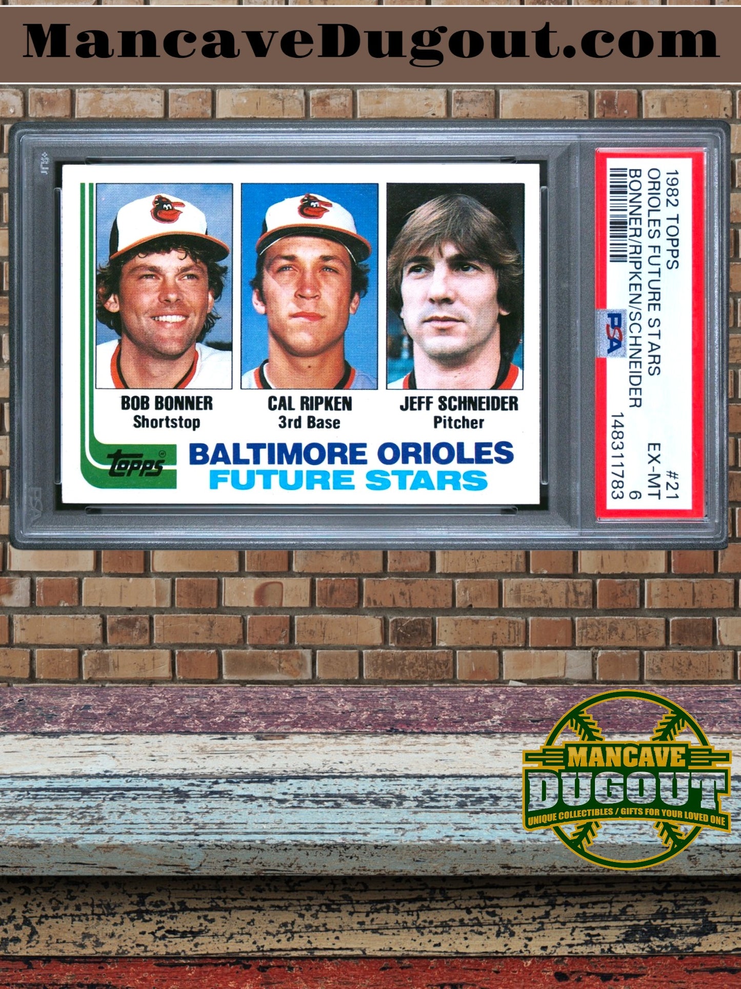 1982 Topps Orioles Future Stars #21 - Bonner • Cal Ripken Jr. • Schneider PSA 6 (EX MT)
