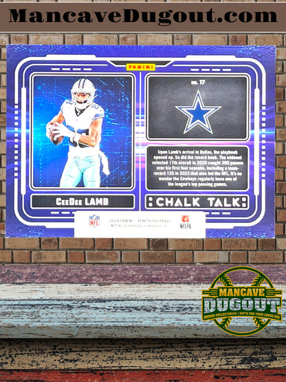 2024 Panini Zenith – Chalk Talk #17 - CeeDee Lamb — Dallas Cowboys Serial Numbered 40/50