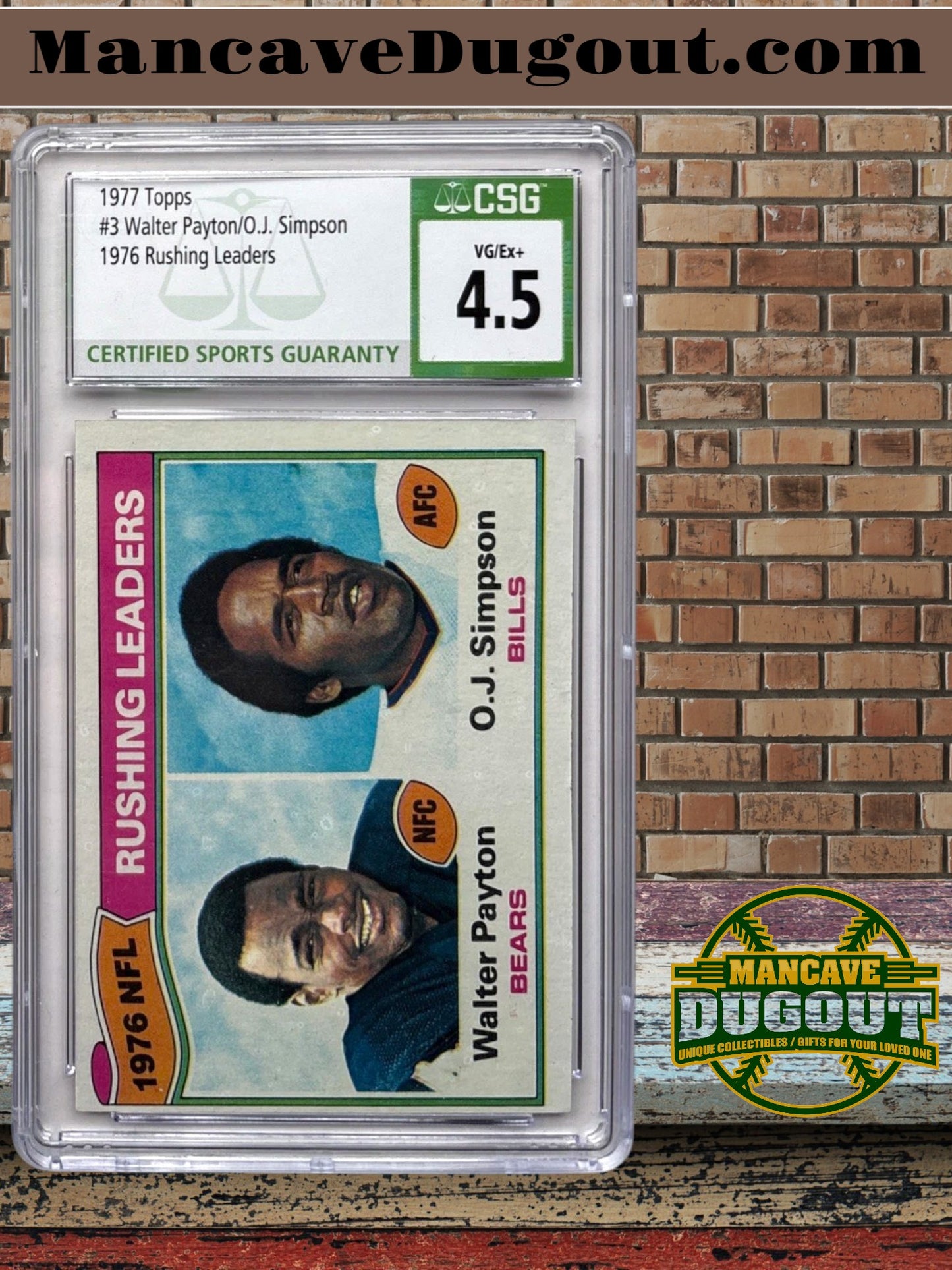 1977 Topps Rushing Leaders #3 – Payton / Simpson – CSG 4.5