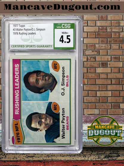 1977 Topps Rushing Leaders #3 – Payton / Simpson – CSG 4.5
