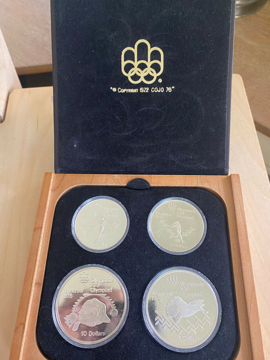1976 Proof Silver Canadian Montreal Olympic Games 4 Coin Sterling Set Series 4