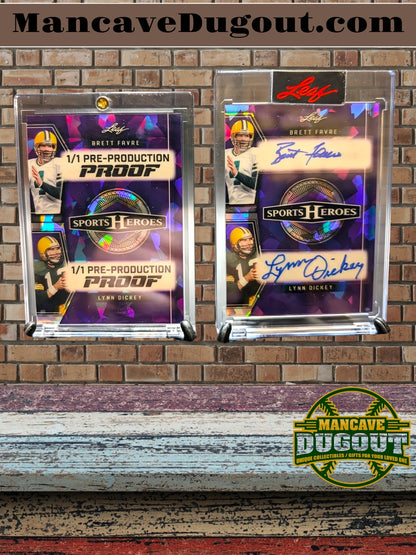 2025 Leaf Sports Heroes Dual Auto Brett Favre/Lynn Dickey SSP 2/8 ! Leaf Sealed+Bonus Card 1/1