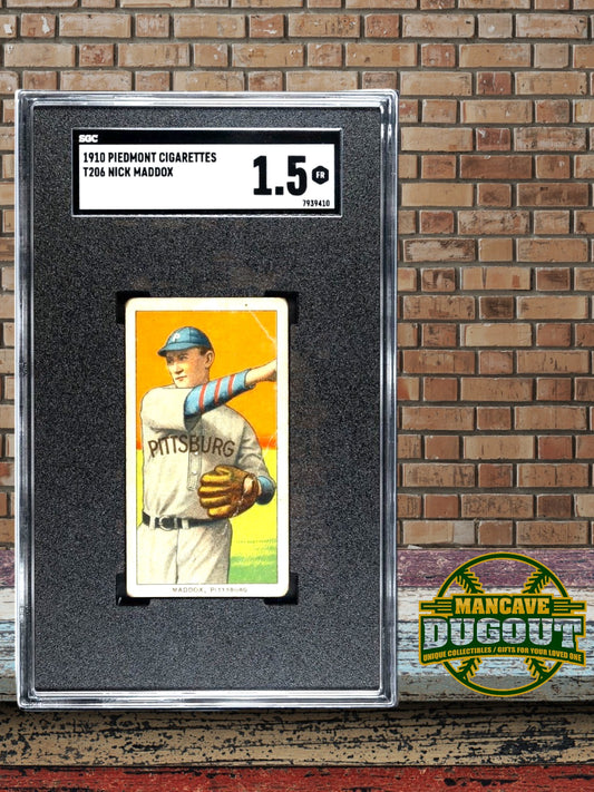 1909–11 T206 Nick Maddox – Piedmont 350 - SGC 1.5 FAIR – Classic White Border Tobacco Issue