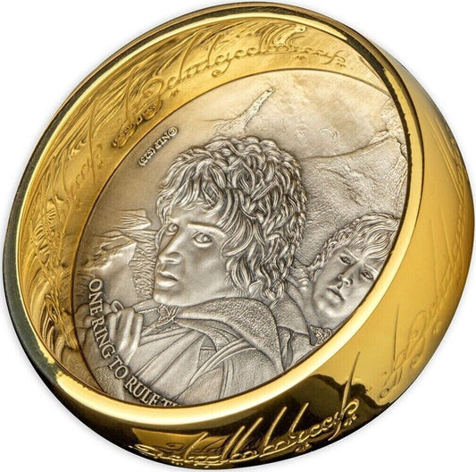 2023 Samoa 3 oz Silver The Lord Of The Rings - One Ring Gold Plated