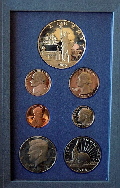 1986 UNITED STATES PRESTIGE SILVER PROOF SET IN ORIGINAL MINT FELT CASE WITH COA