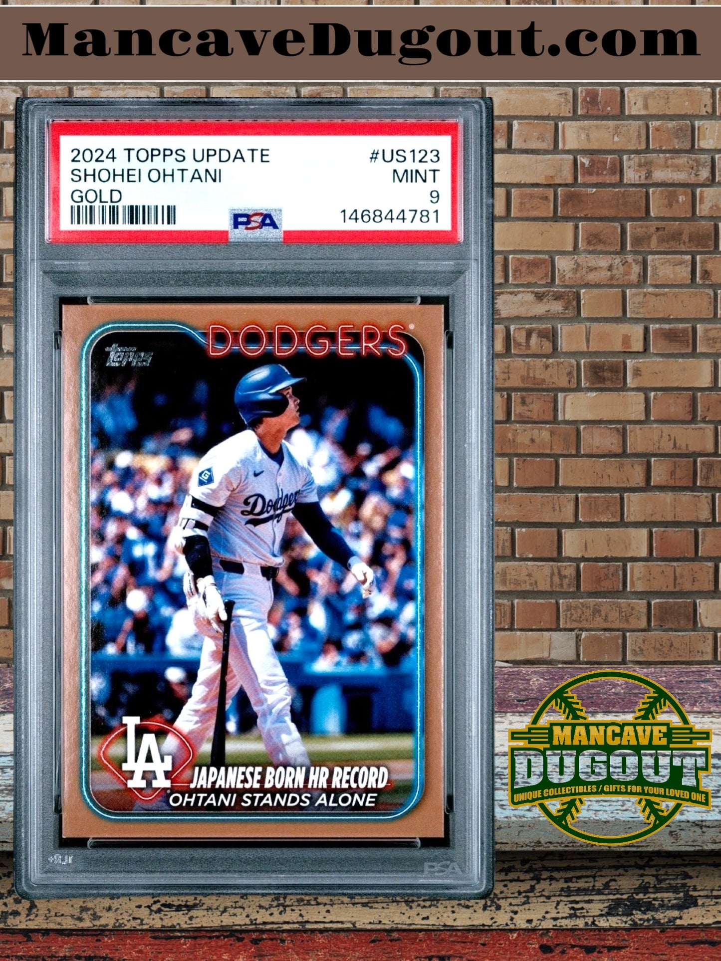 Shohei Ohtani - Gold Parallel Japanese Home Run Record #US123 - Serial 1550/2024 — PSA 9