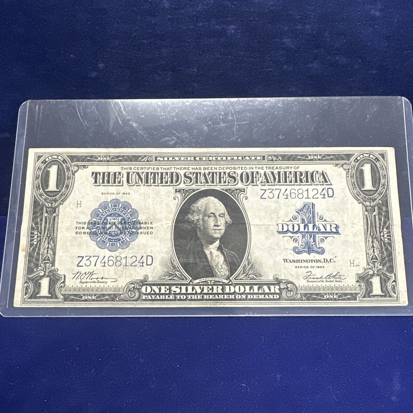 1923 $1 Dollar Silver Certificate Large Size Note Blue Seal Horse Blanket