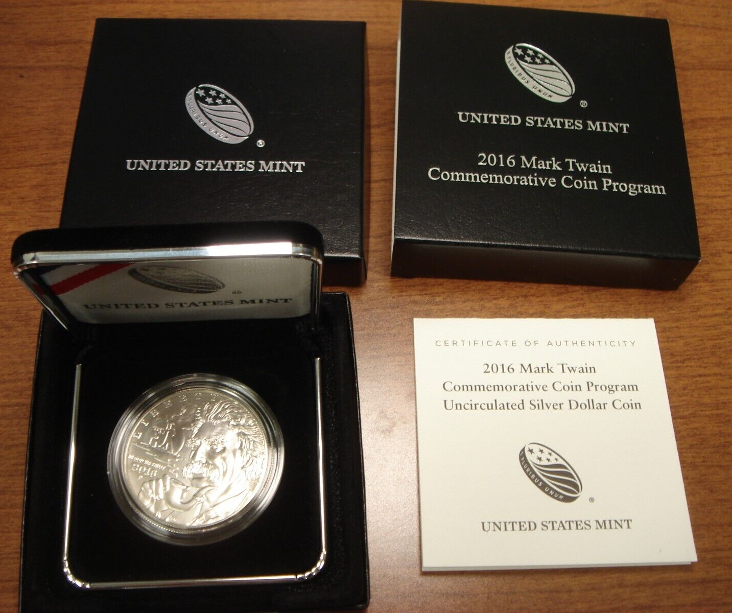 2016 P Mark Twain $1 Silver Dollar MS/UNC Commemorative Coin w/Box & COA