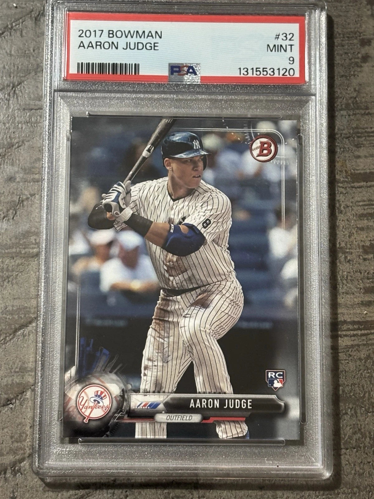 2017 BOWMAN #32 RC ROOKIE AARON JUDGE PSA 9 NEW YORK YANKEES M.V.P. #99