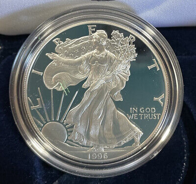 1996 W US Mint Proof American Silver Eagle $1 Coin W/ US Mint Box W/ COA