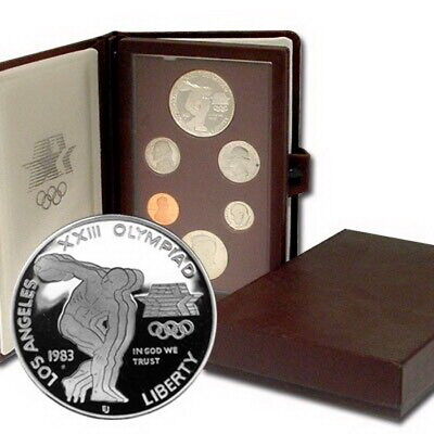 1983 Olympic Prestige Set - 6 Coins - 90% Silver Dollar