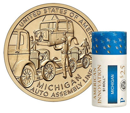 2025 American Innovation $1 Coin US Mint $25 Roll – Michigan – P