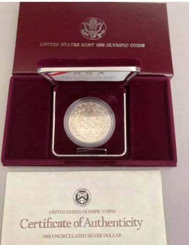 1988-S Olympic $1 Silver Commemorative Uncirculated (w/Box & COA)