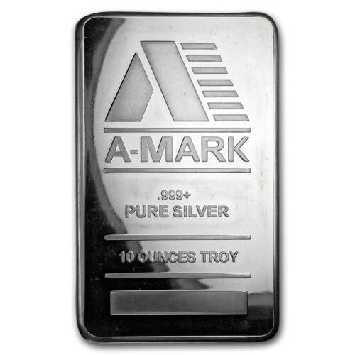 A-MARK PRECIOUS METALS .999 Pure SILVER BAR 10 oz OUNCES TROY Bar
