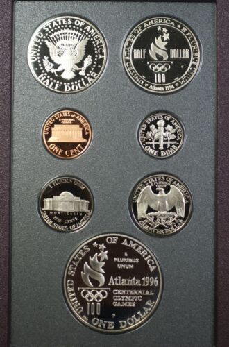 1996-S Prestige Proof Set 6 Gem Coins W/Olympic Silver $1 in US Mint