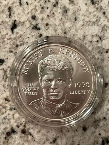 1998 S Robert F Kennedy Uncirculated Silver Dollar Commemorative RFK Coin Box and COA