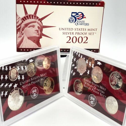 2002-S U.S. Mint Silver Proof Set / 2002 U.S. State Silver Quarters