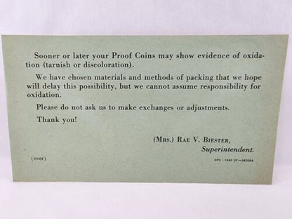 1960 US Treasury Department Mint Proof Set